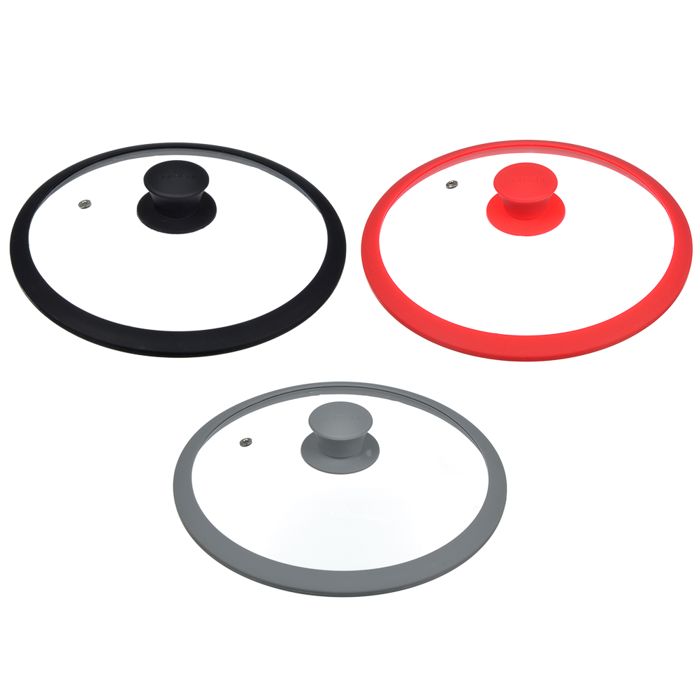 SATOSHI Крышка стекло/силикон с ручкой, 26см, 3 цвета, арт.№ 848-056