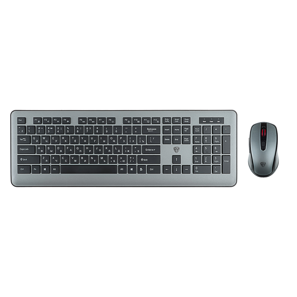 Набор беспроводной клавиатура и мышь BY, 104 кл.,6D бесш. клик,"copy-paste",1200DPI,ААА, серебристый, арт.№ 405-105