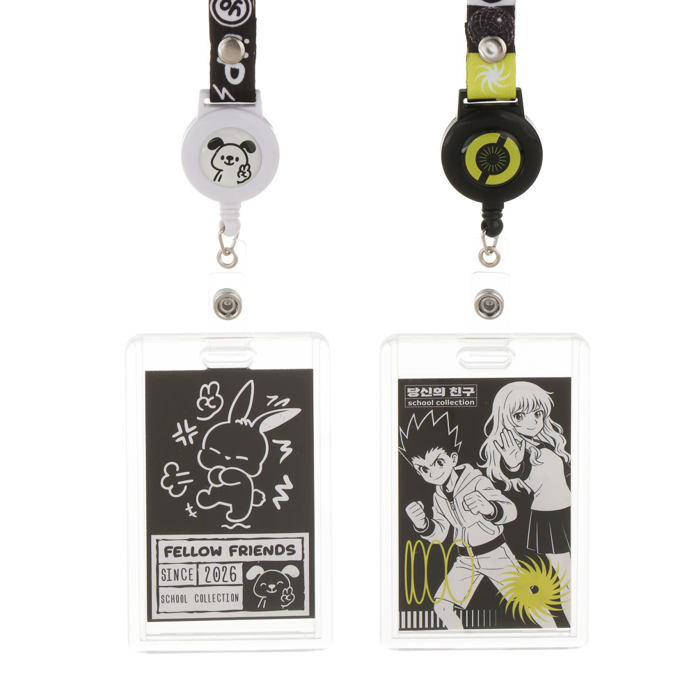 Чехол для карты, бейджа "Друзья Товарищи/Аниме" 6,5х10,5см, вкладыш с наклейками, шнур. с караб., ПС, арт.№ 524-338