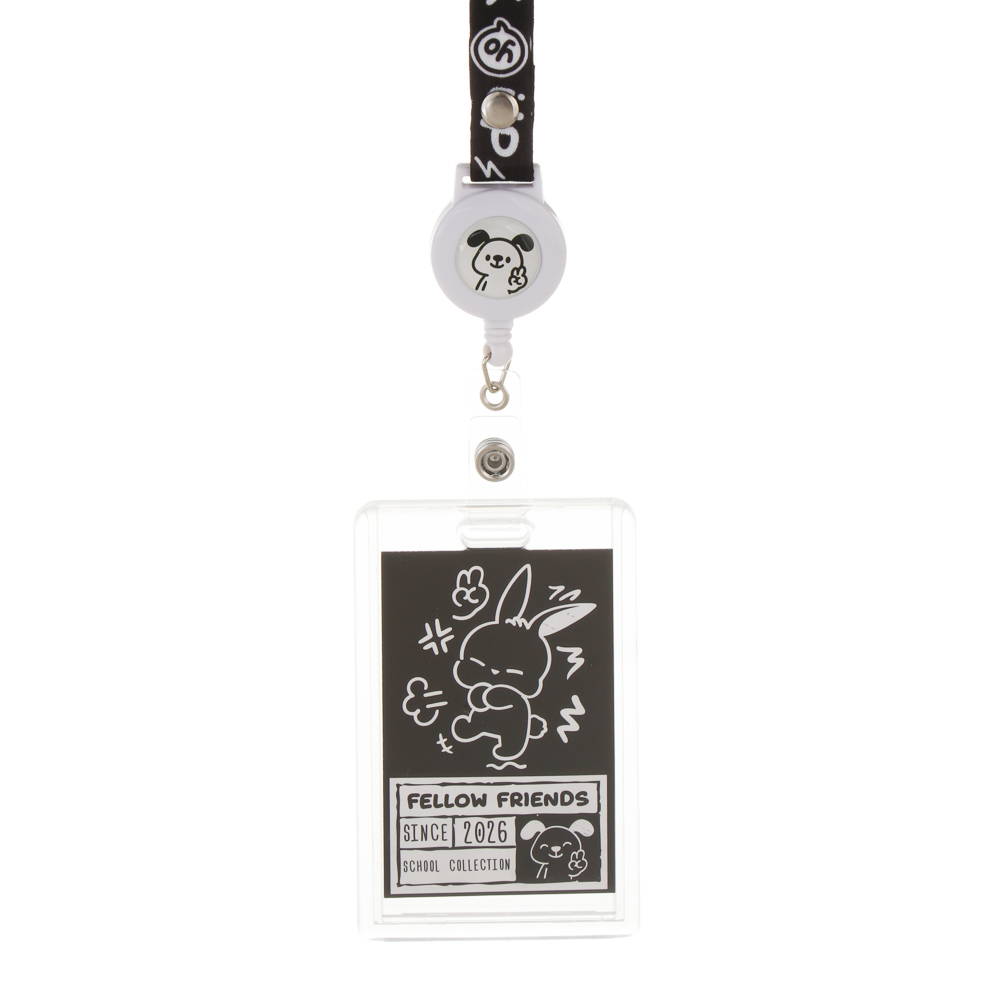 Чехол для карты, бейджа "Друзья Товарищи/Аниме" 6,5х10,5см, вкладыш с наклейками, шнур. с караб., ПС, арт.№ 524-338