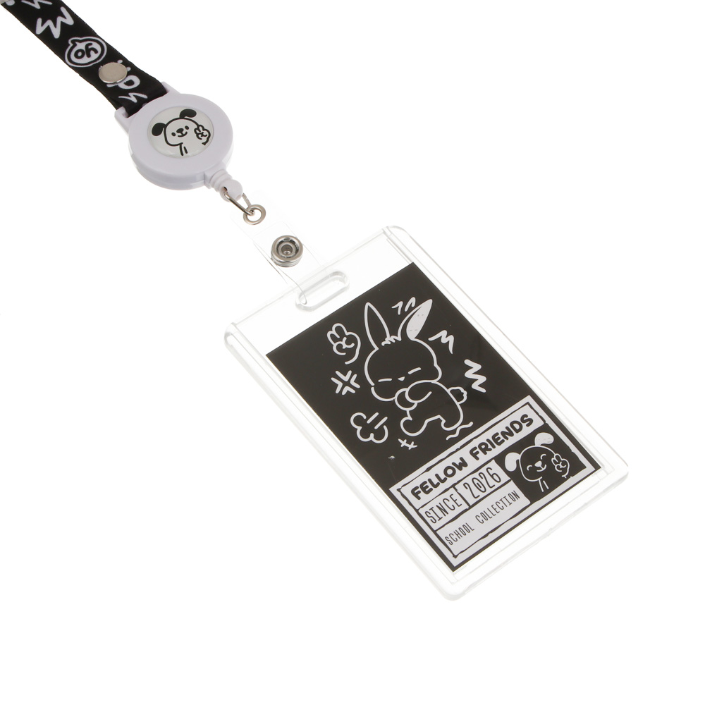 Чехол для карты, бейджа "Друзья Товарищи/Аниме" 6,5х10,5см, вкладыш с наклейками, шнур. с караб., ПС, арт.№ 524-338