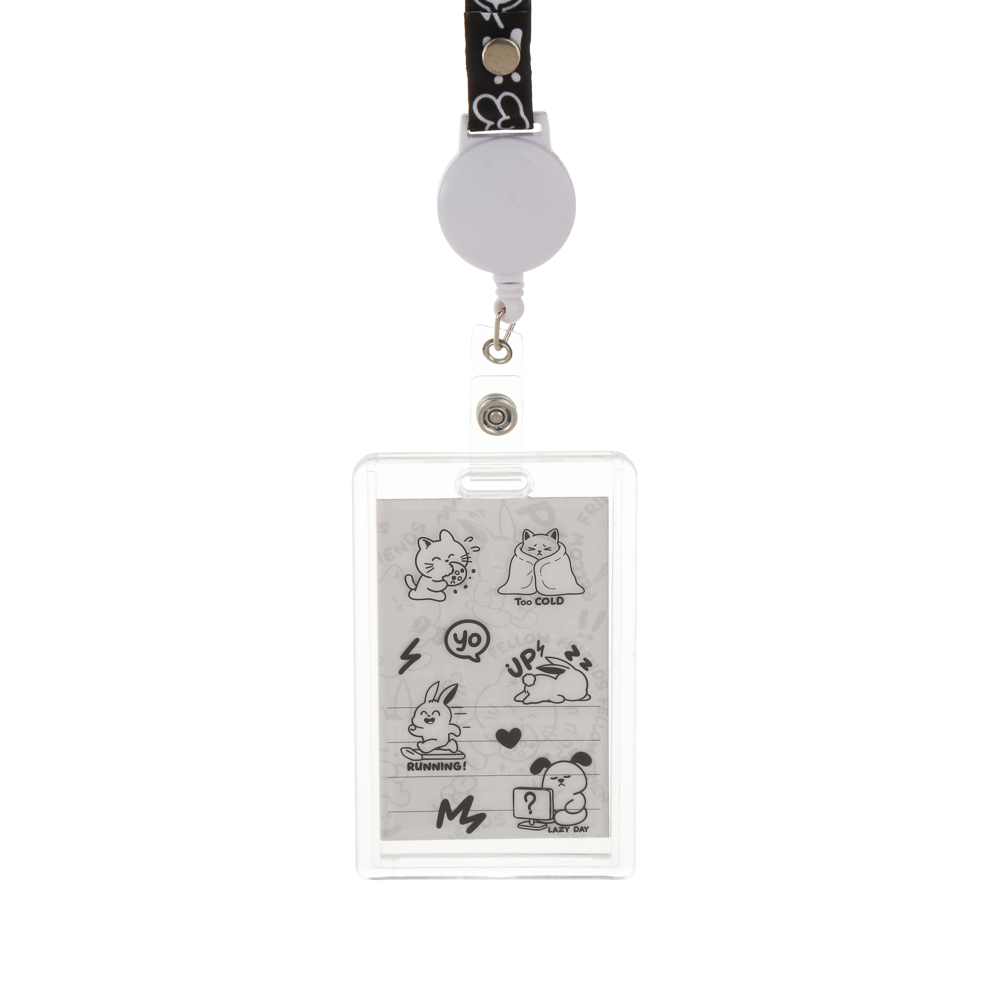 Чехол для карты, бейджа "Друзья Товарищи/Аниме" 6,5х10,5см, вкладыш с наклейками, шнур. с караб., ПС, арт.№ 524-338