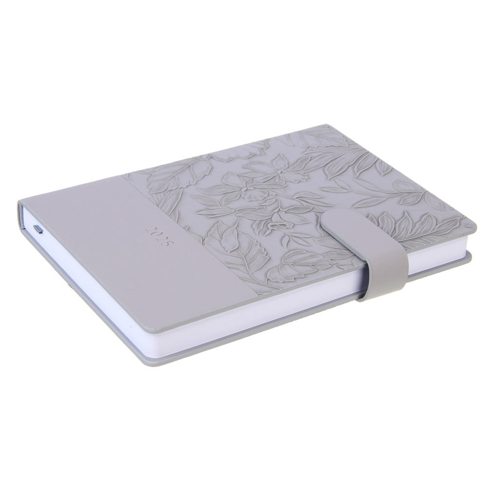 Ежедневник на 2025 "ТИЗАН" А5, 352 стр., твердая обложка с поролоном, иск.кожа, магнитная застежка, серый, арт.№ 572-244