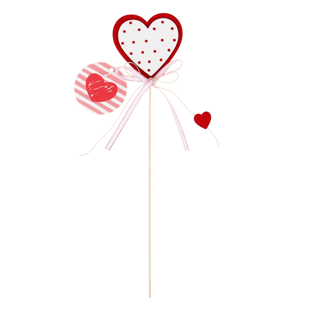 Топпер декоративный, сердце, 8x33 см, 2 цвета, МДФ, арт.№ 597-260