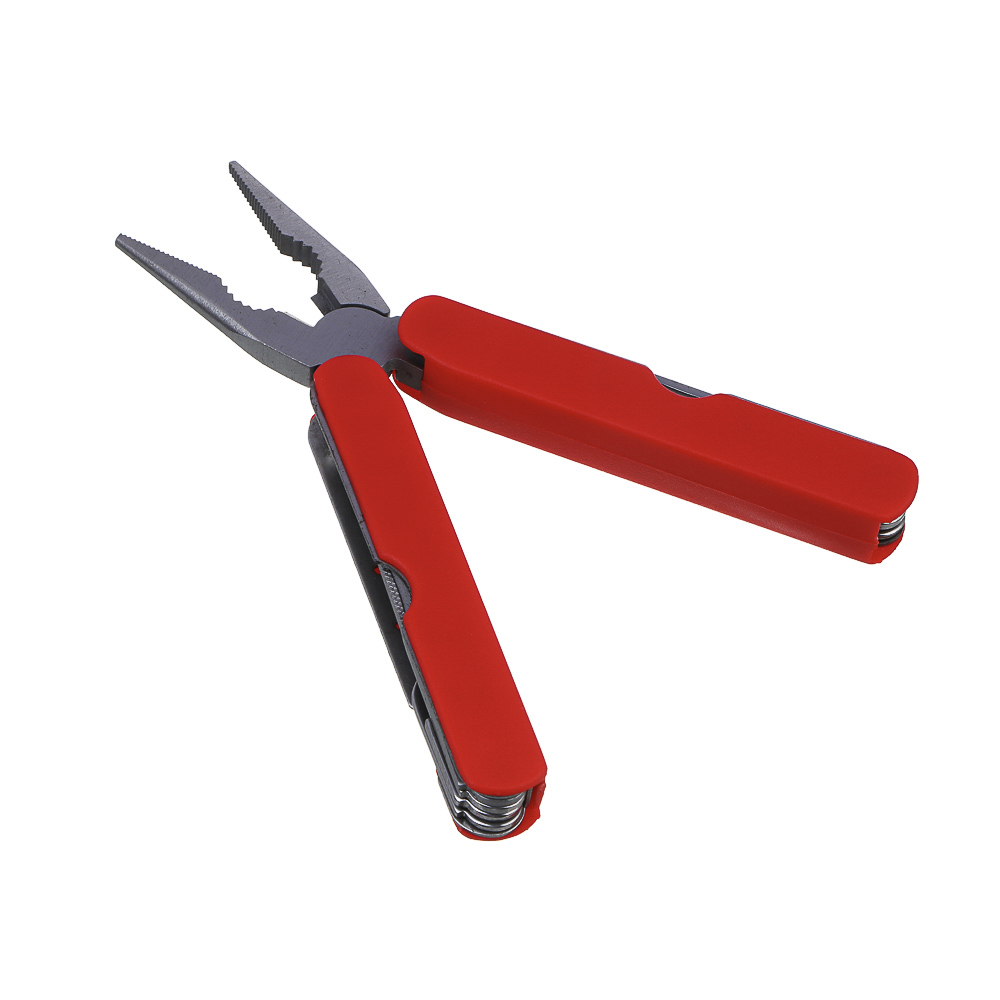 Мультитул многофункциональный тм ЕРМАК, 11 функций, нержавеющая сталь, 10 см, красн., арт.№ 070-048