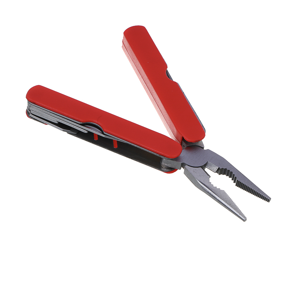 Мультитул многофункциональный тм ЕРМАК, 11 функций, нержавеющая сталь, 10 см, красн., арт.№ 070-048