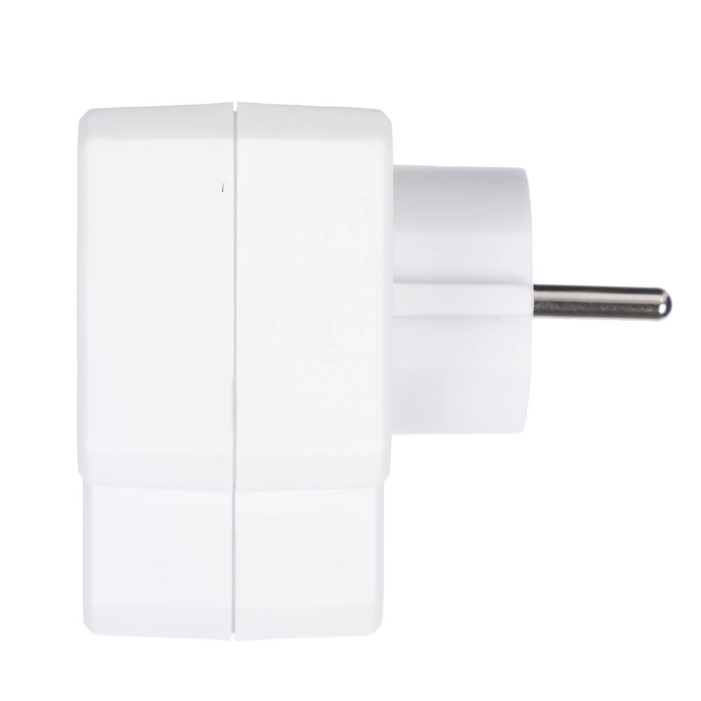 Разветвитель 2 гнезда BY, евро, с заземлением, 16А, 3500Вт, с выключателем, белый, арт.№ 907-148