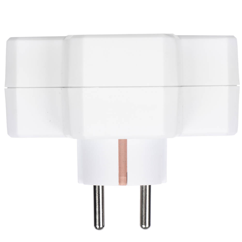 Разветвитель 2 гнезда BY, евро, с заземлением, 16А, 3500Вт, с выключателем, белый, арт.№ 907-148