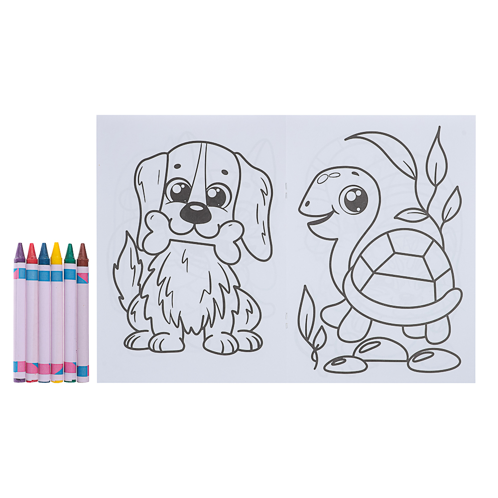 ПРОФ-ПРЕСС Раскраска с мелками, бумага, 16,5х23см, 16 стр, 5 дизайнов, арт.№ 290-381