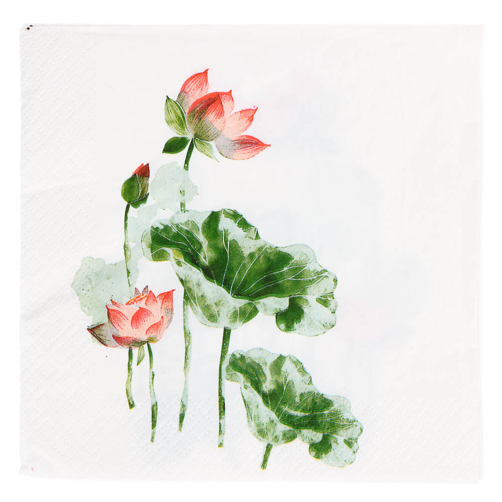 Салфетки бумажные Gratias Лотос/Георгин/Пионы/Зеленый, 3сл, 33см, 20л, арт.№ 912-027