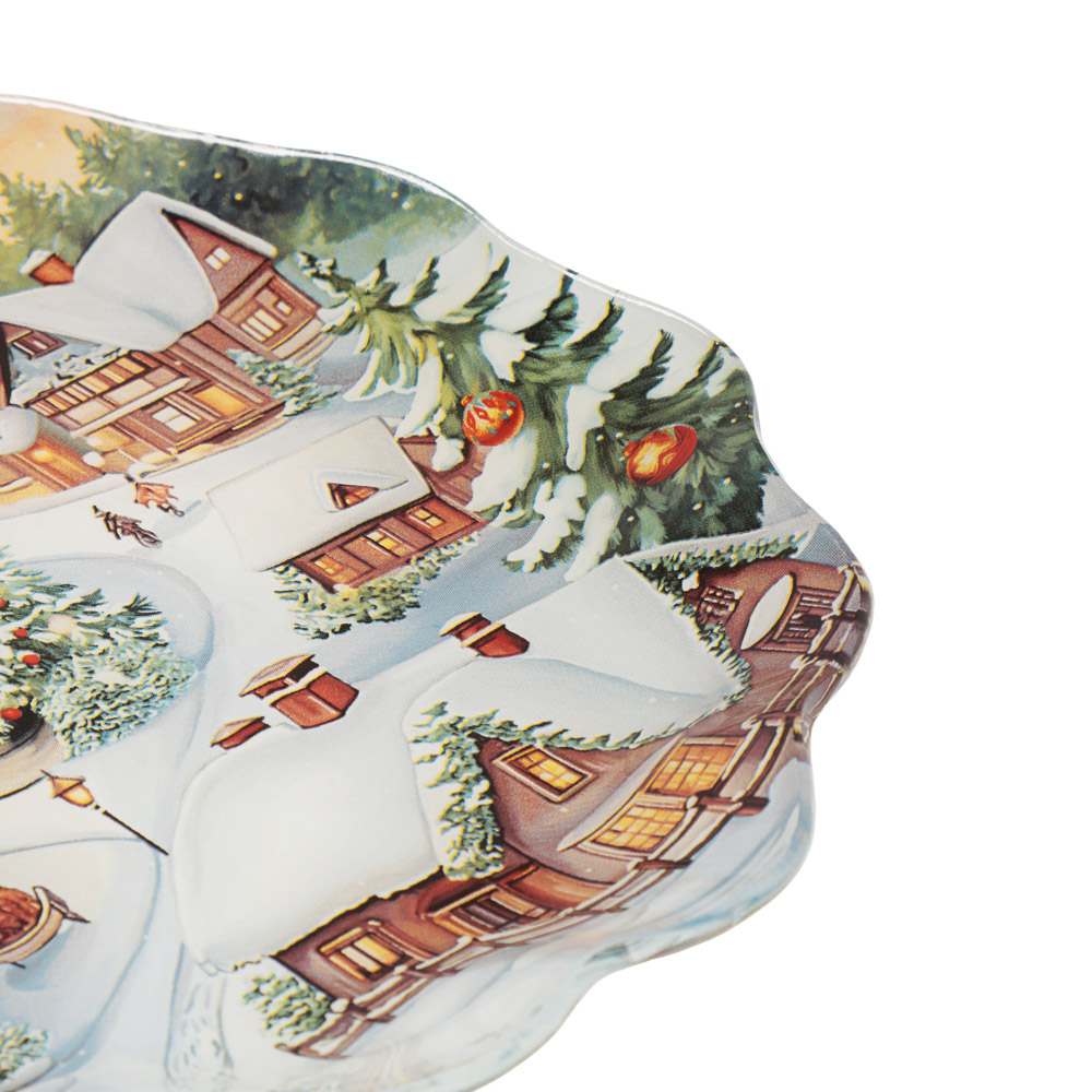 Зимний пейзаж Блюдо круглое 20см, стекло, арт.№ 820-425