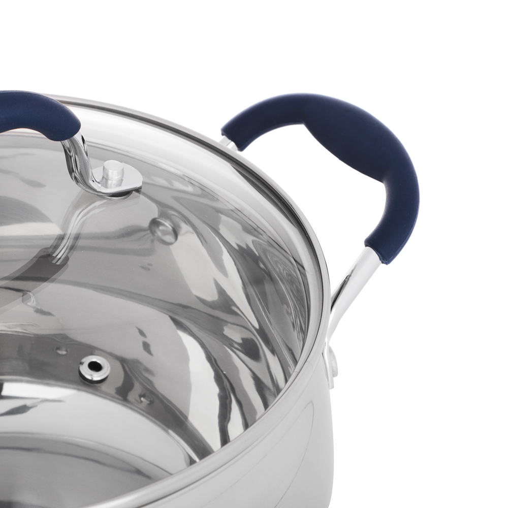 SATOSHI Альба Кастрюля 24х13,5 см, объем 6,5 л, со стеклянной крышкой, индукция, арт.№ 822-273