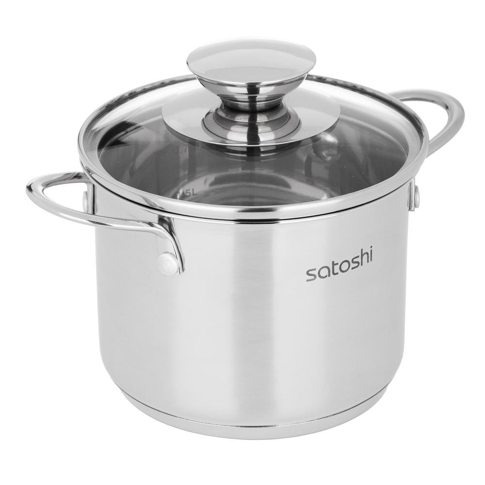 SATOSHI Мини Кастрюля 12х9 см, объем 1 л, со стеклянной крышкой, индукция, арт.№ 822-275