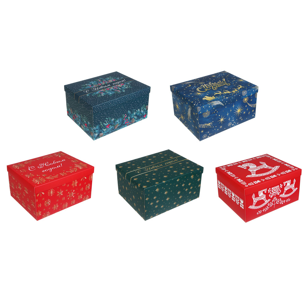 Коробка складная, 31,2x25,6x16,1 см, бумага, 5 дизайнов, арт.№ 207-231