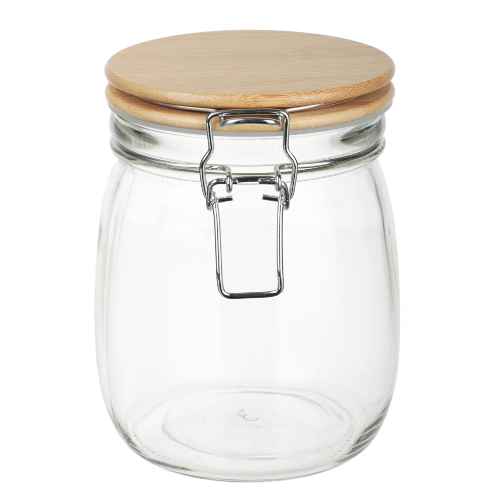 Банка для сыпучих продуктов 750мл 11x14,5см, стекло, крышка бамбук, арт.№ 828-362