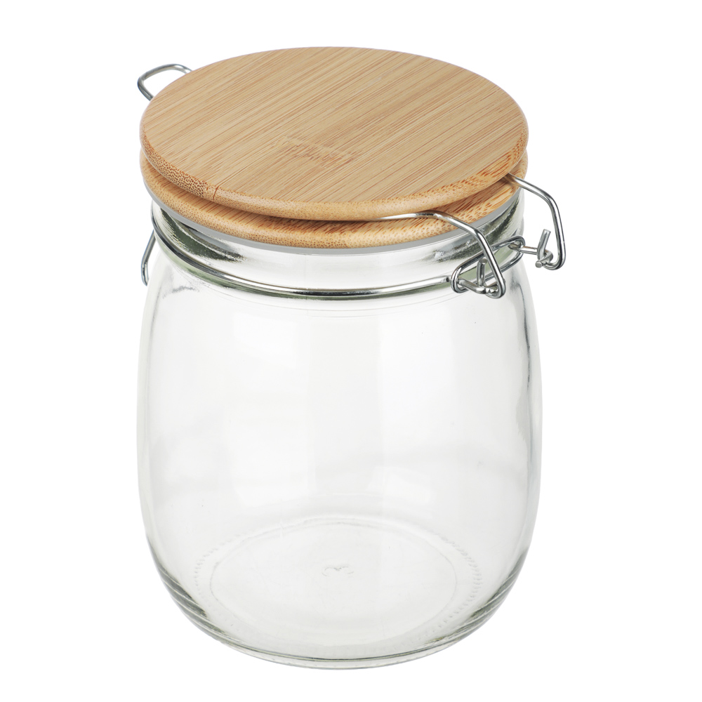 Банка для сыпучих продуктов 750мл 11x14,5см, стекло, крышка бамбук, арт.№ 828-362