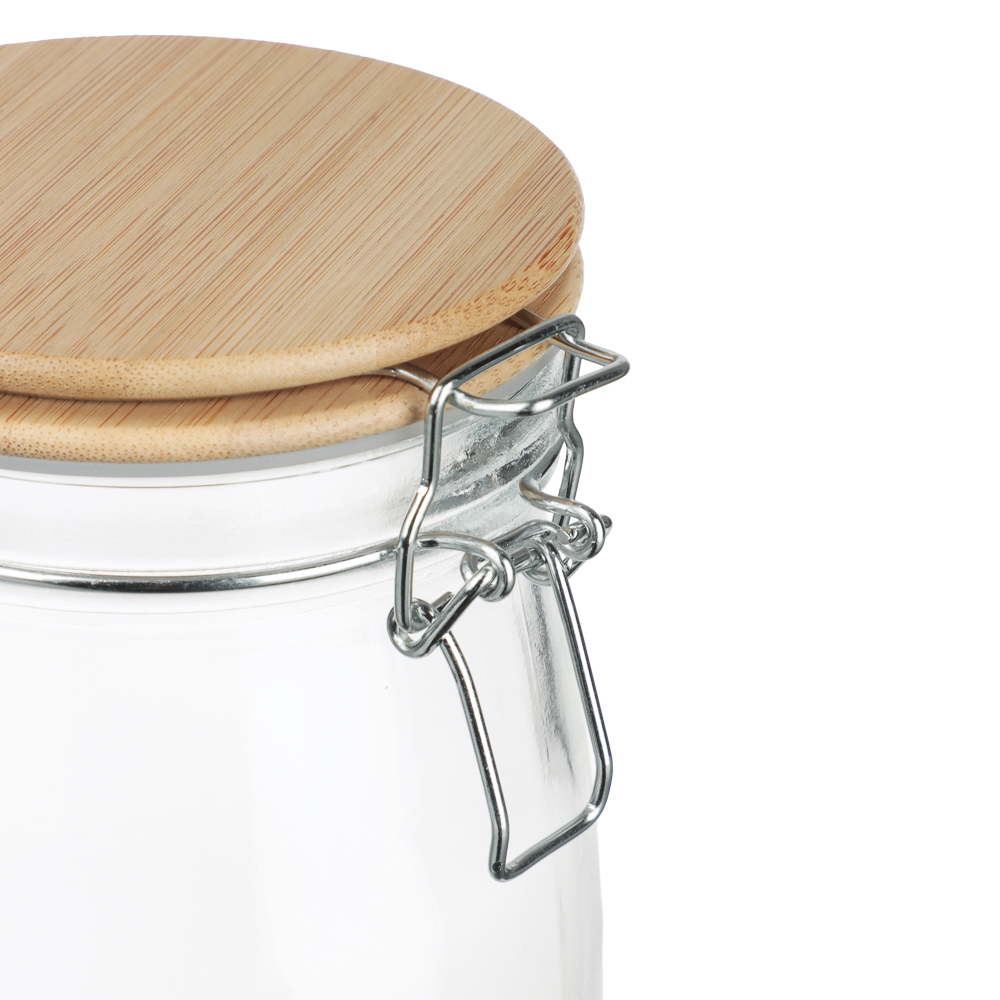 Банка для сыпучих продуктов 1000мл 11x17см, стекло, крышка бамбук, арт.№ 828-363