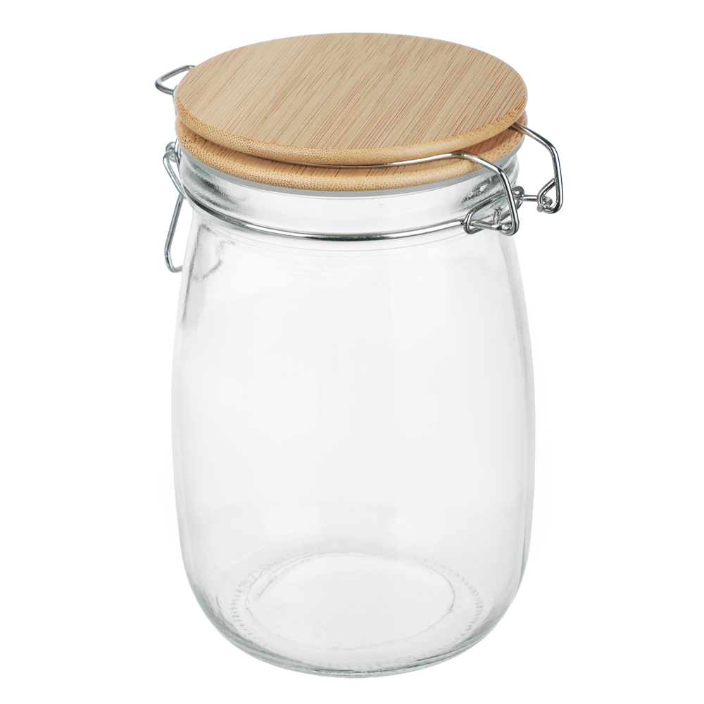 Банка для сыпучих продуктов 1000мл 11x17см, стекло, крышка бамбук, арт.№ 828-363