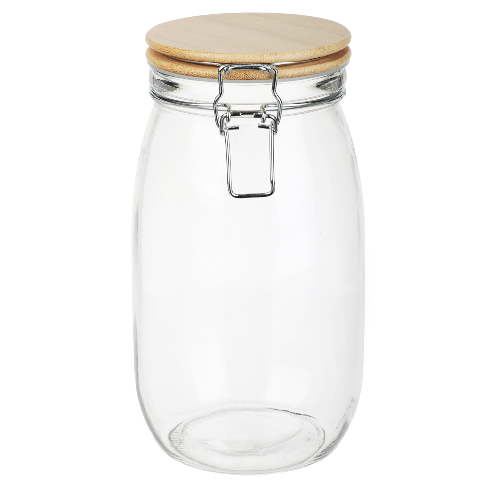 Банка для сыпучих продуктов 1500мл 12x22см, стекло, крышка бамбук, арт.№ 828-364