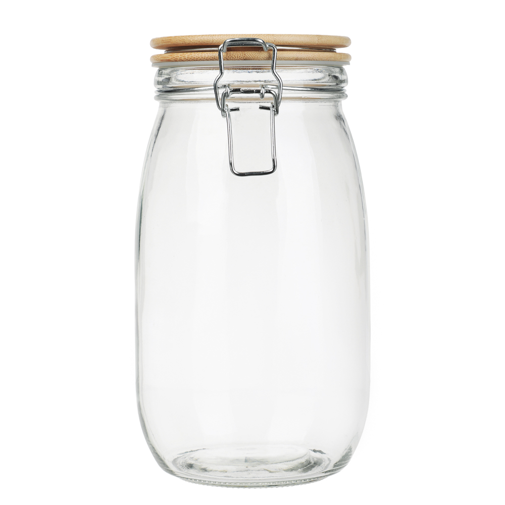 Банка для сыпучих продуктов 1500мл 12x22см, стекло, крышка бамбук, арт.№ 828-364