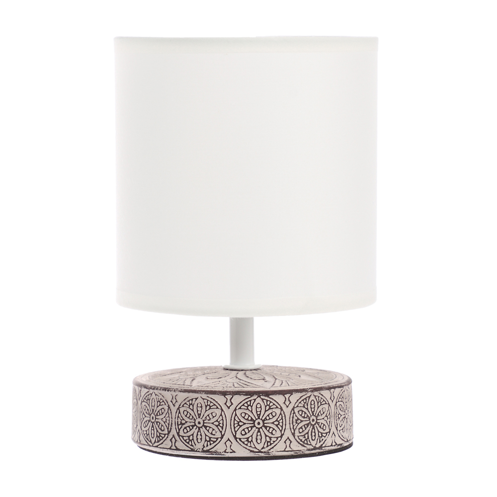 Светильник переносной настольный BY Перей, 40Вт, 20,5 см, E14, 230В, керамика,текстиль,белый/бежевый, арт.№ 222-041