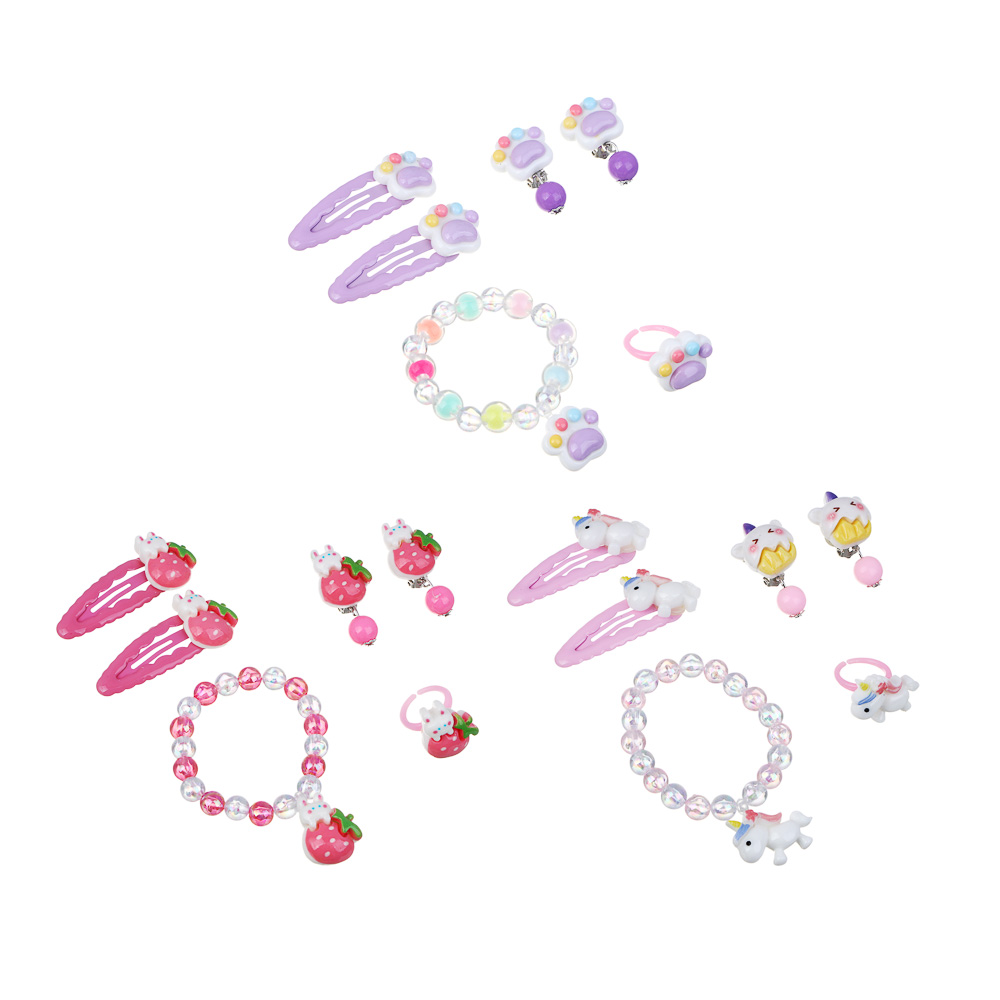 Набор детской бижутерии BY Русские супергерои: браслет, клипсы, кольцо, заколки клик-клаки 2шт,3диз., арт.№ 316-369