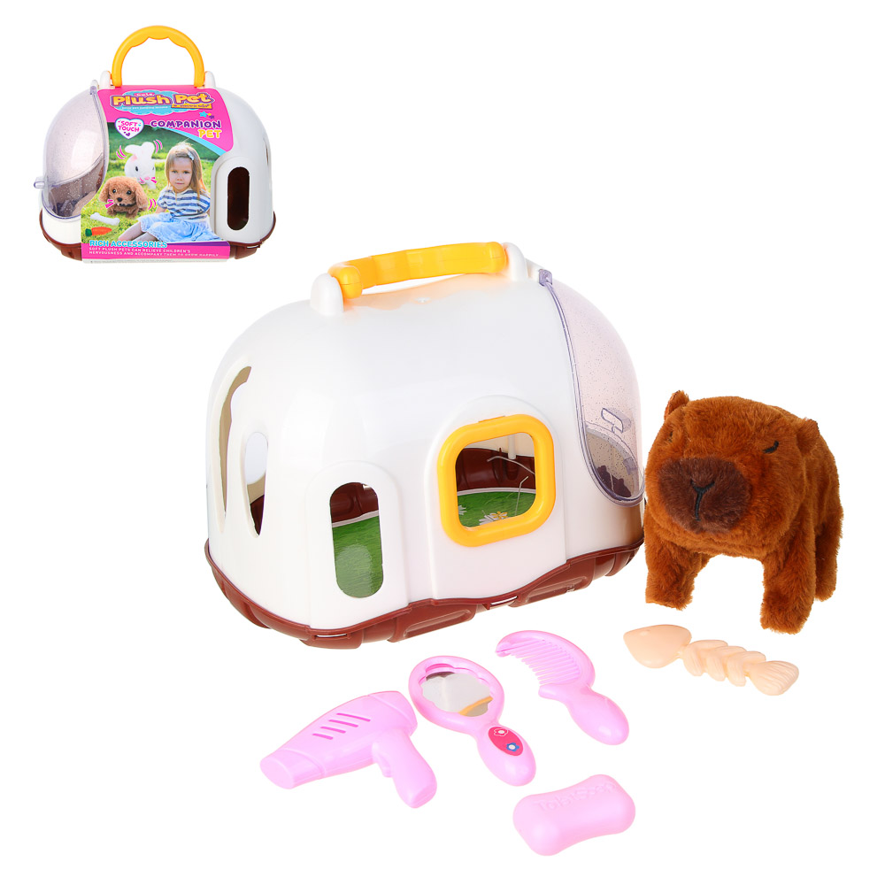 ИГРОЛЕНД Питомец интерактивный в переноске, 2хАА, ABS, полиэстер, 17,5х24х22 см, арт.№ 272-910