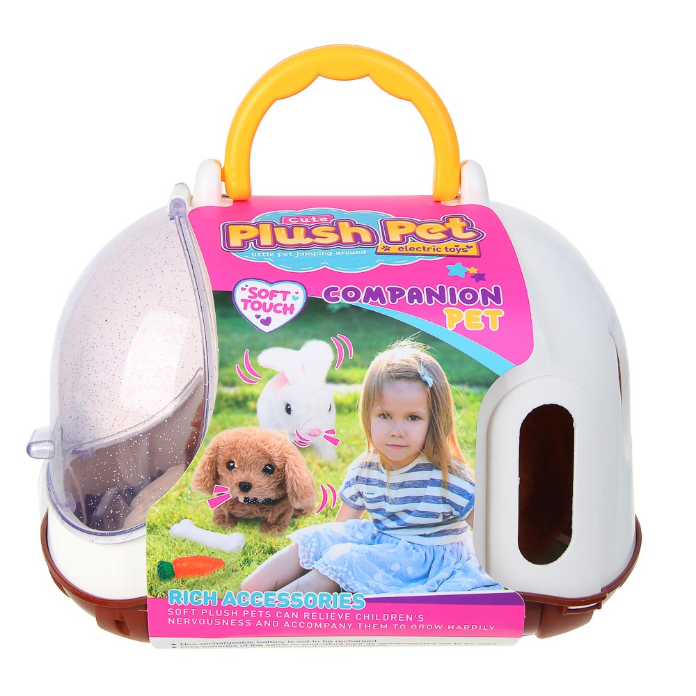 ИГРОЛЕНД Питомец интерактивный в переноске, 2хАА, ABS, полиэстер, 17,5х24х22 см, арт.№ 272-910