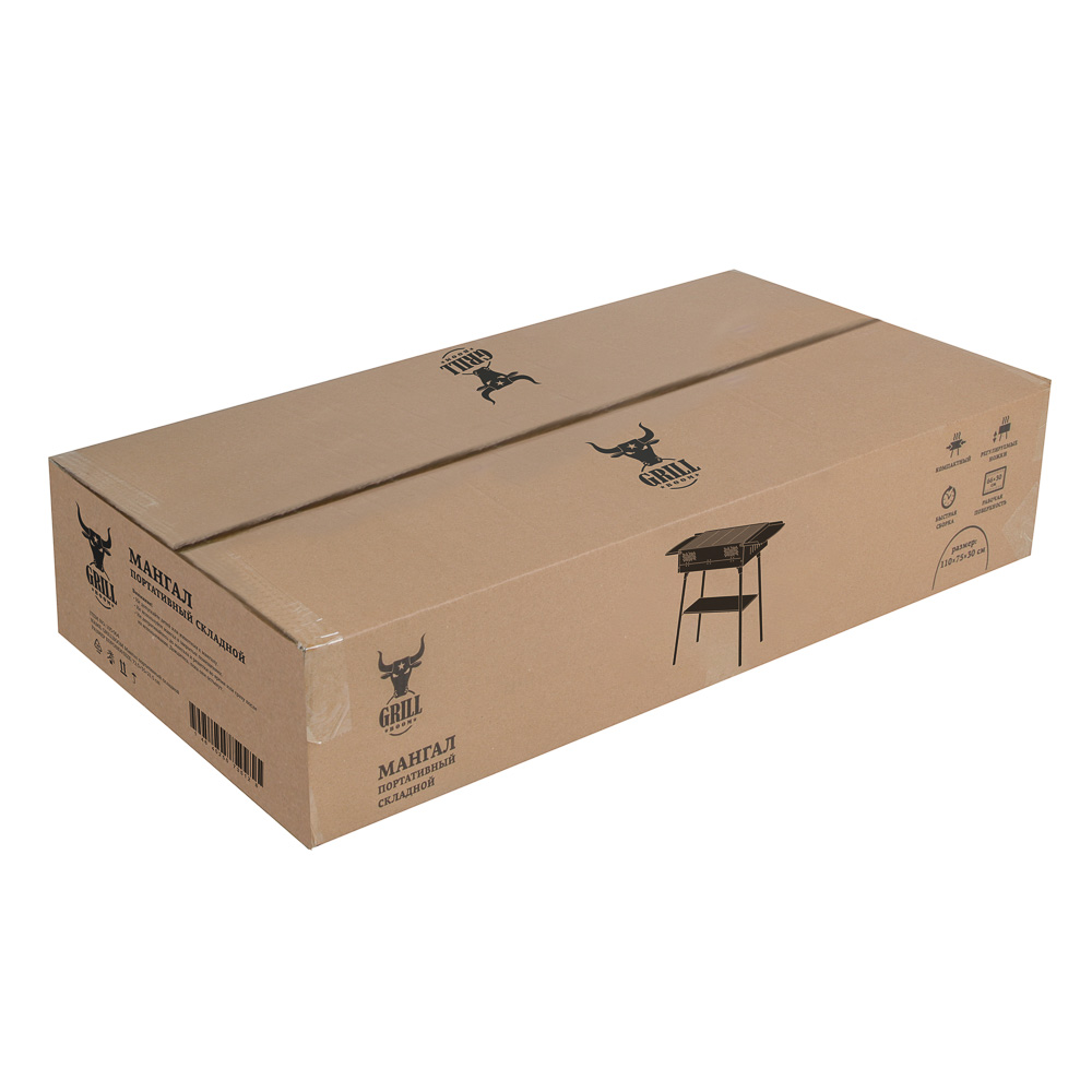 GRILLBOOM Мангал портативный складной, 110х75х30см, раб. поверх. 66х30см, арт.№ 103-004