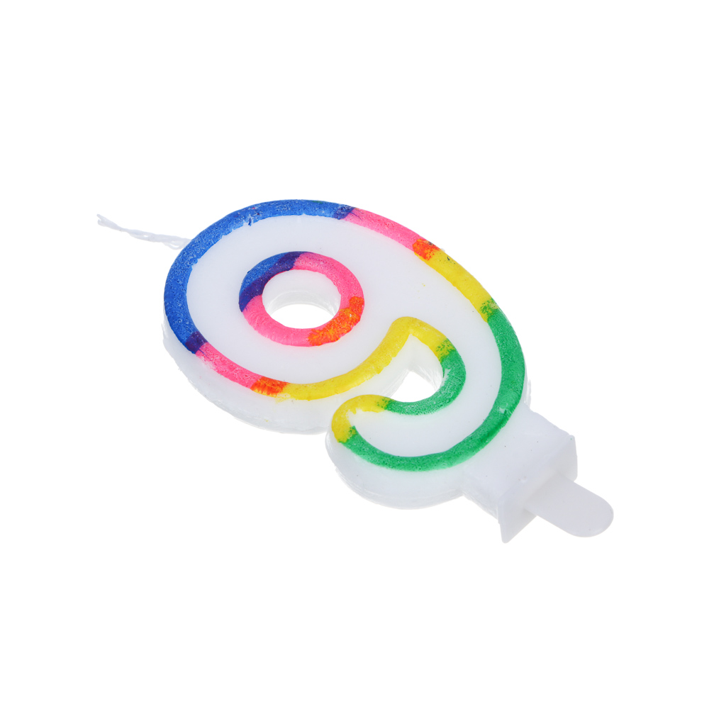 Капитан Весельчак Свеча для торта в форме цифры, с подставкой (9), парафин, PP, арт.№ 506-244