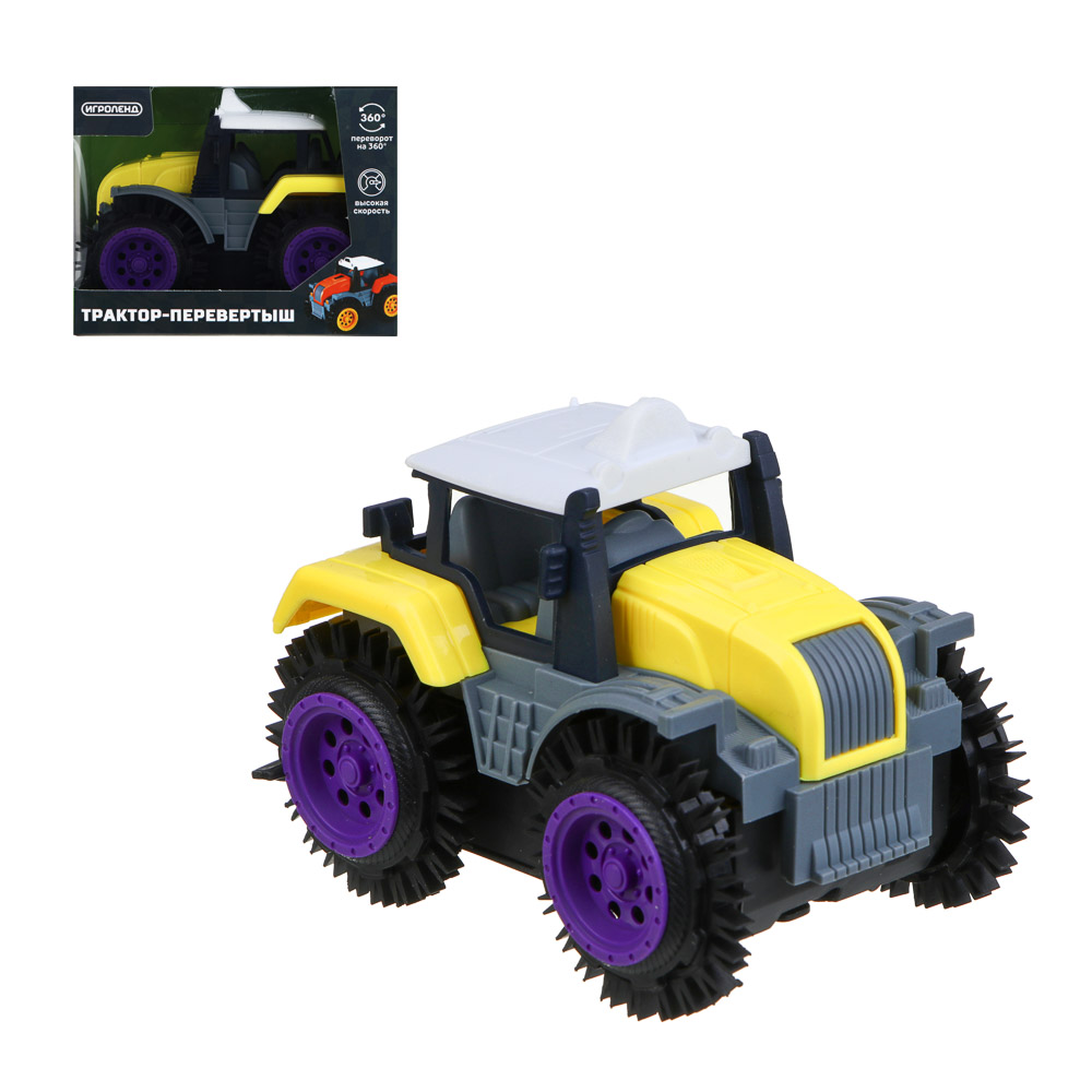 ИГРОЛЕНД Трактор-перевёртыш, 2хАА, PP, 10х8х8,5см, 3 дизайна, арт.№ 292-392