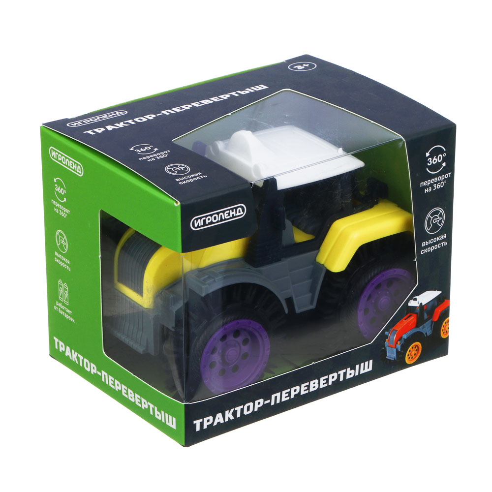 ИГРОЛЕНД Трактор-перевёртыш, 2хАА, PP, 10х8х8,5см, 3 дизайна, арт.№ 292-392