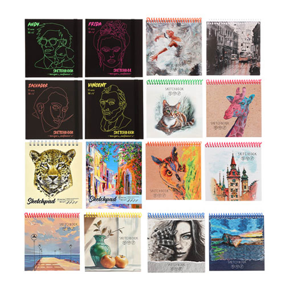Скетчбук (альбом), тверд.подложка, спираль, в ассортименте, арт.№ 515-076