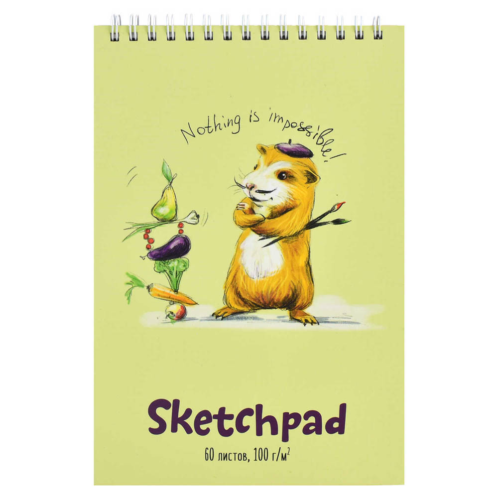 Скетчбук А5 (альбом), жёсткая подложка, спираль, в ассортименте, арт.№ 515-077