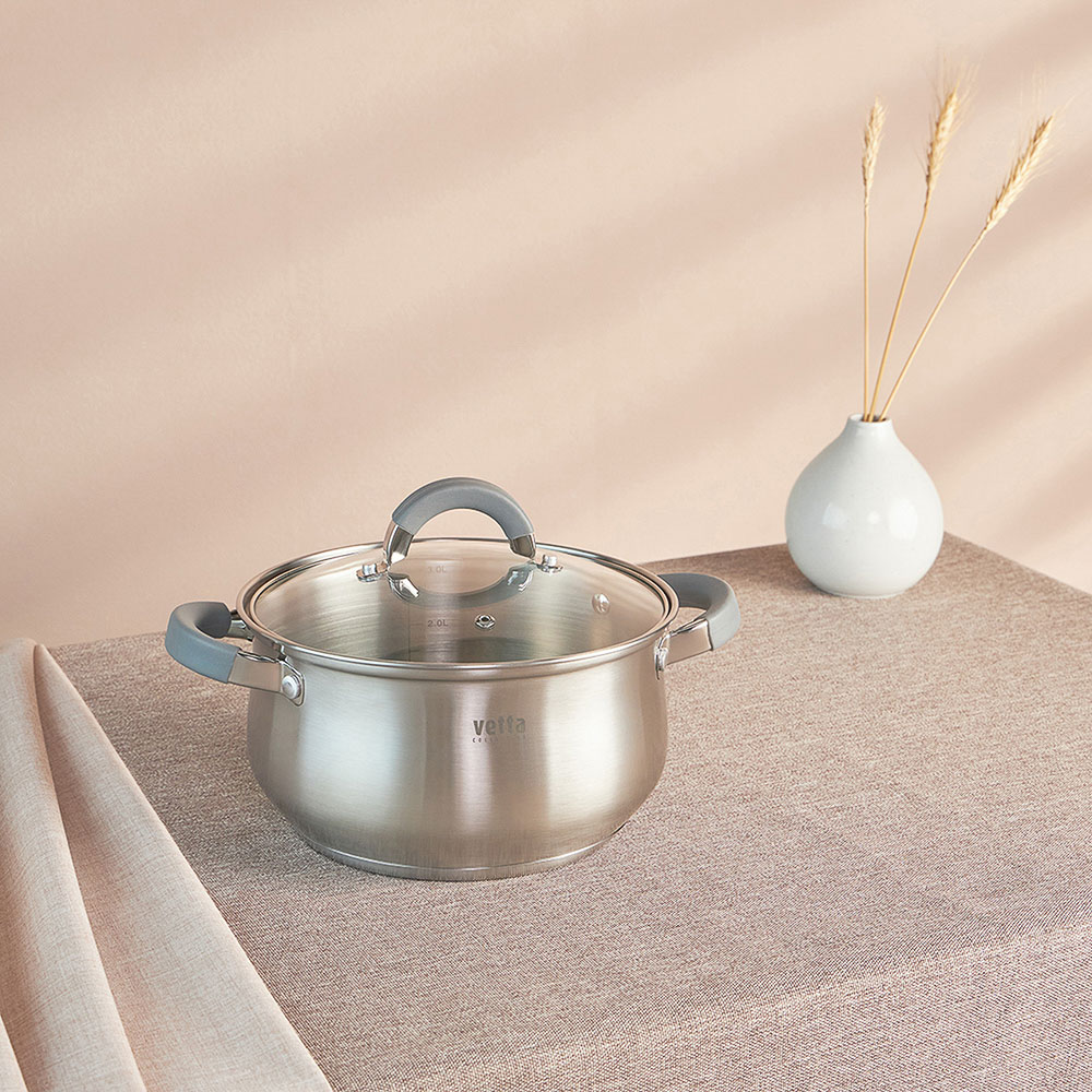 VETTA Вена Кастрюля 20х11,5см. 3,6л. со стекл. крышкой, индукция, арт.№ 822-064