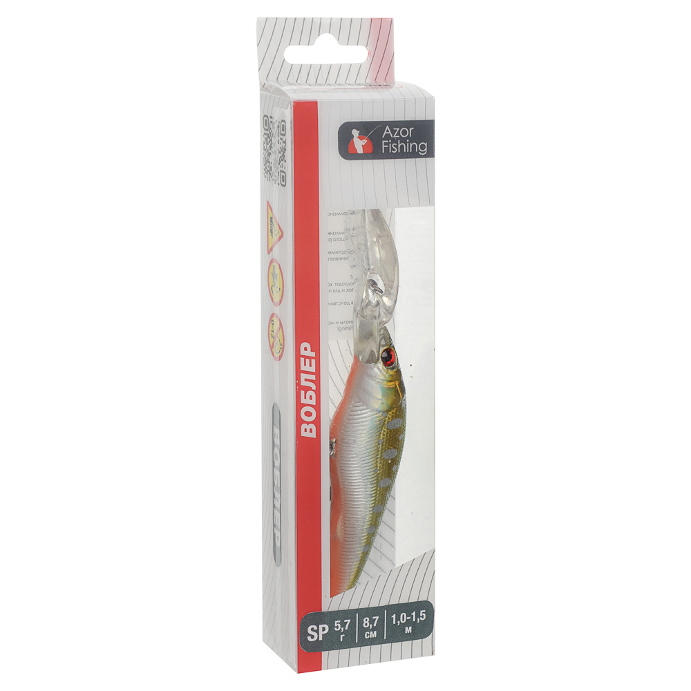 Воблер "Минноу Классик" тм AZOR FISHING, F, 5,7гр, 87мм, 1,0-1,5 м, 5 цветов, арт.№ 145-143