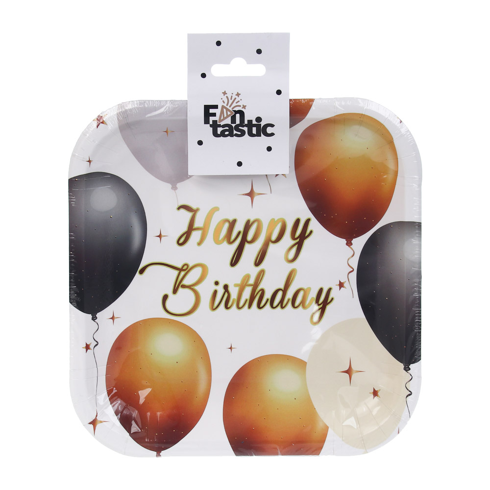 Набор тарелок бумажных тм Fntastic, 6 шт, Happy birthday! 18x18 см, арт.№ 530-348