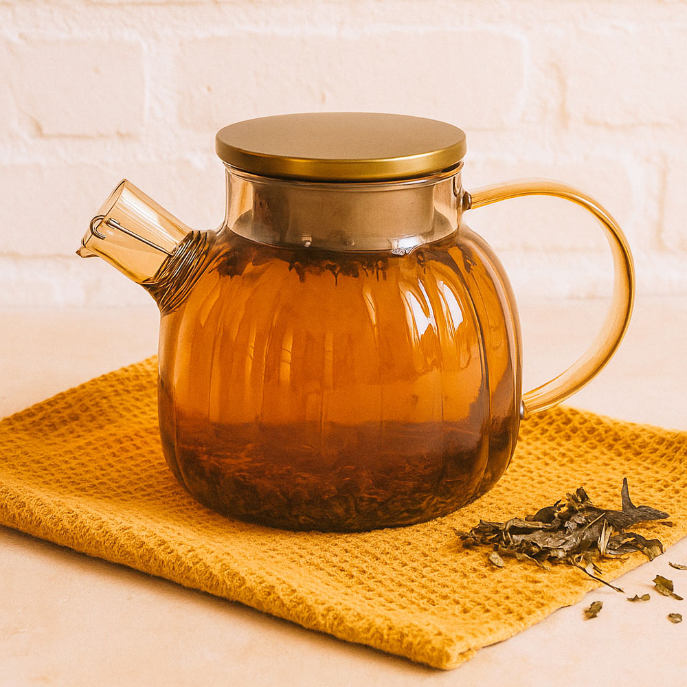 Чайник заварочный Голд тм SATOSHI 1000мл, стекло, нерж.сталь, арт.№ 850-263