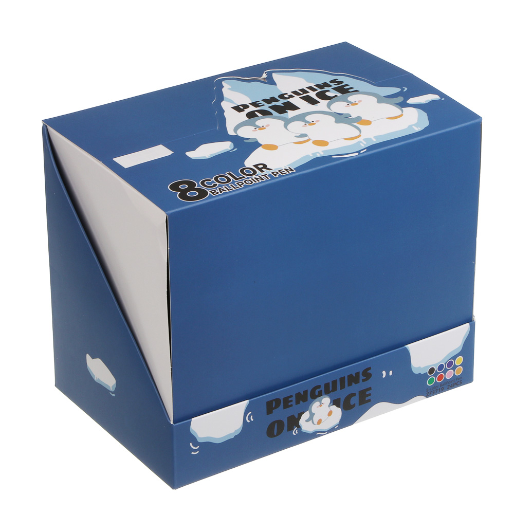 Ручка шариковая автоматическая 8-цветная 0,7мм, с фигуркой в форме пингвина, 3 вида, шоу-бокс, арт.№ 591-313