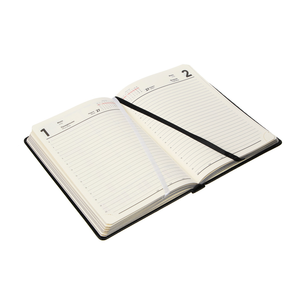 Ежедневник на 2024 "ПРЕСТИЖ" А5, 352 стр., тв.обл.с поролоном, иск.кожа, цв.срез, тонир.блок,черный, арт.№ 572-139