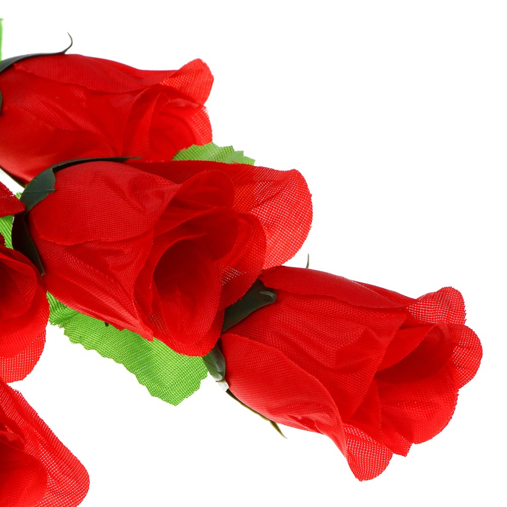 LADECOR Букет искусственных цветов розы красные, 35 см, ткань, пластик, железная проволока, арт.№ 535-177