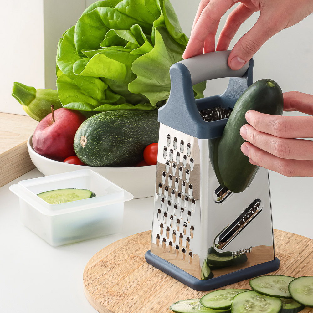 SATOSHI Ривьера Терка 4-х сторонняя с контейнером 20 см, нержавеющая сталь, арт.№ 885-139