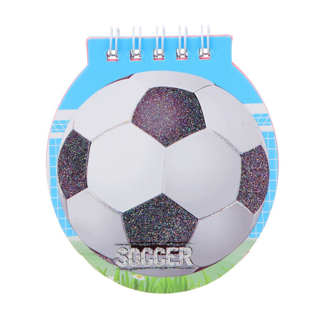 Записная книжка фигурная 9,5х8,5см, 40 листов, в форме мячей, спираль, 2 дизайна, арт.№ 557-064