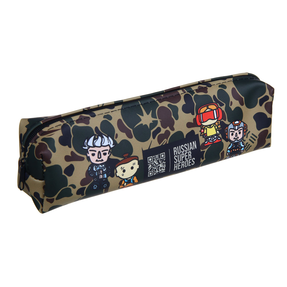 BY РУССКИЕ СУПЕРГЕРОИ Пенал прямоугольный, 20,5Х6Х4см, искусственная кожа с печатью, ПВХ бокс, арт.№ 238-377