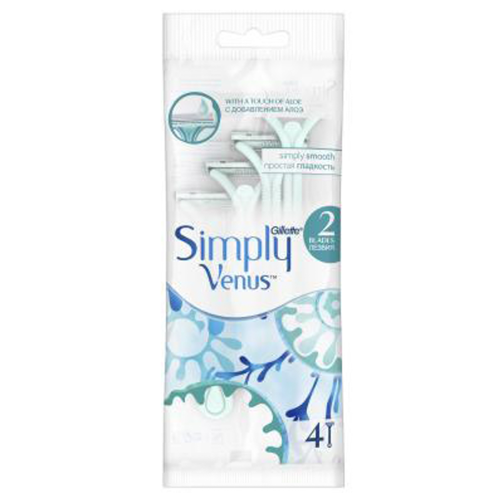 Станки для бритья женские Gillette Simply Venus 2, 4 шт, арт.№ 946-019