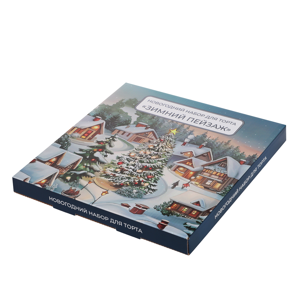 Зимний пейзаж Набор для торта 2 предмета, блюдо 30 см, лопатка 26х7 см, стекло, арт.№ 820-466