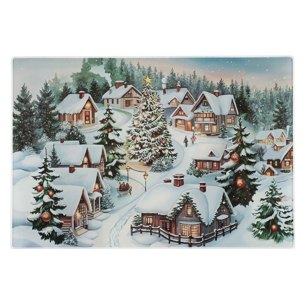 Зимний пейзаж Доска разделочная 30х20х0,4см, стекло, арт.№ 820-468