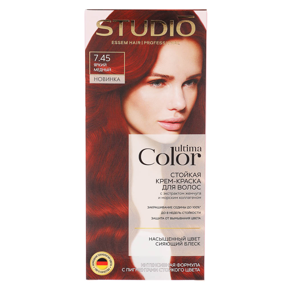 Краска для волос STUDIO Ultima Color 7.45 Яркий медный,100мл, арт.№ 972-059