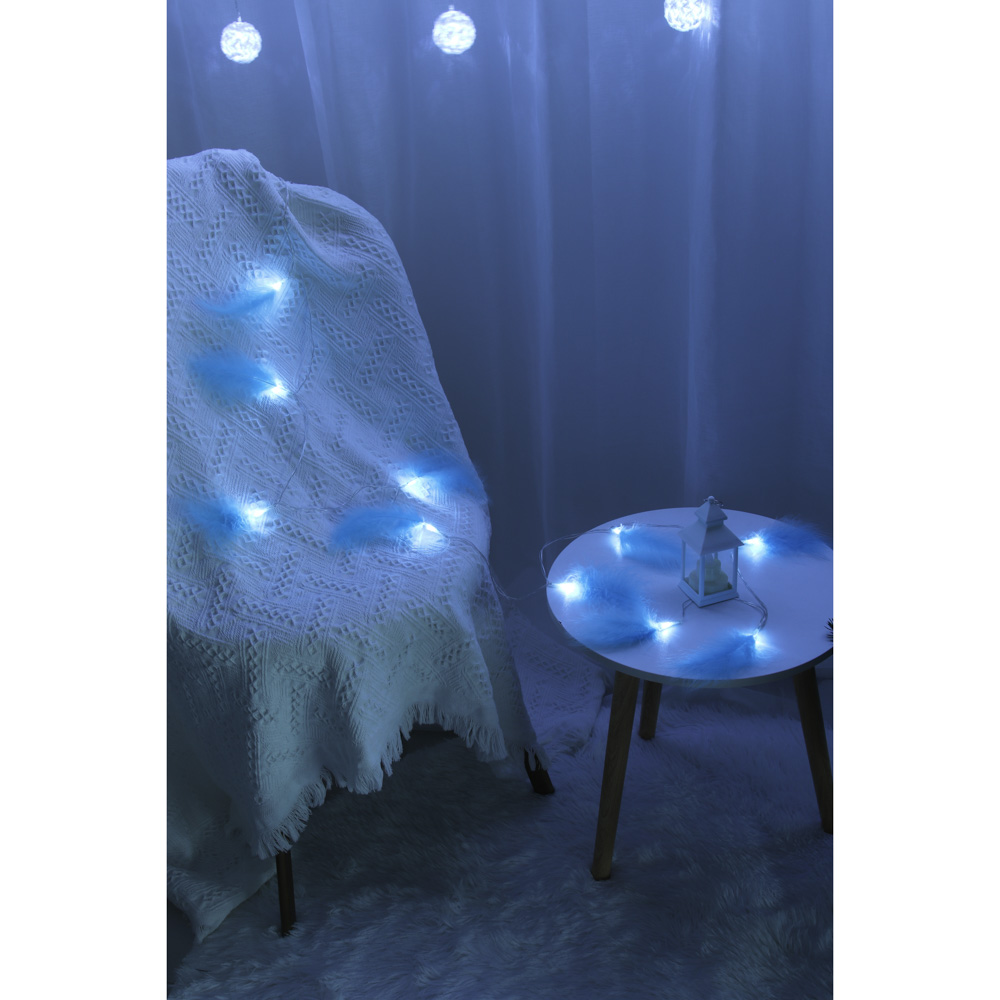 Гирлянда с насадками "Перышки ангела" 2 м СНОУ БУМ, 10 LED ламп, постоянное свечение шампань, ПВХ прозрачный, 2хАА, арт.№ 381-421