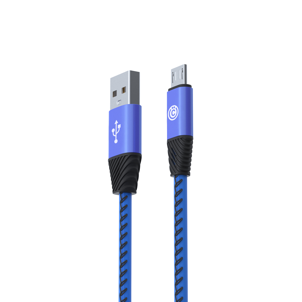 ВСЁГАЗИН Кабель для зарядки Премиум Micro USB, 1м, 2А, кожаная оплётка, синий, арт.№ 931-278